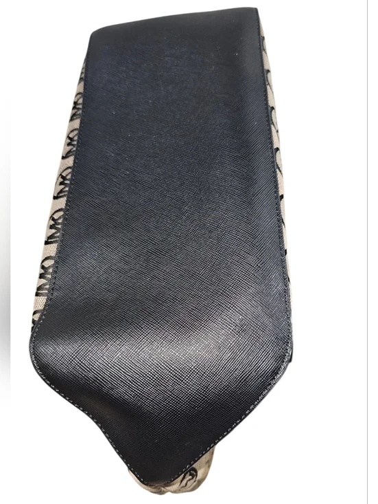 Michael Kors Jet Set Travel Brown MK Signature Tote Black Trim Gold Medallion - Picture 5 of 9